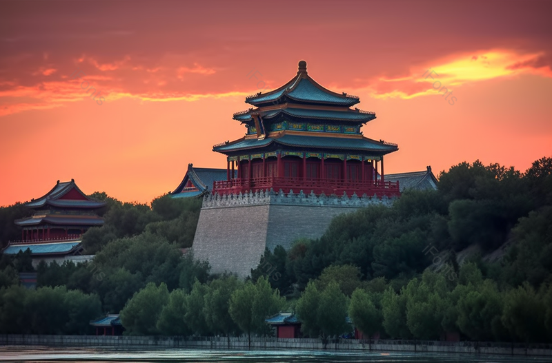 黄昏颐和园亭台楼阁建筑著名景点,高清,摄影图,摄影图片,图片大全,摄影图免费下载